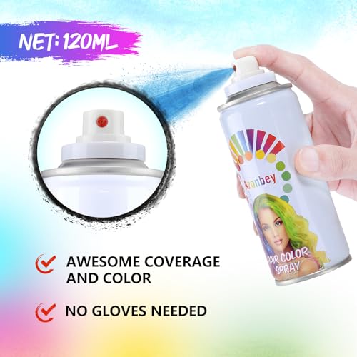Halloween Hair Spray Color,Temporary Hair Color Spray for Women Kids Men,Washable Hairspray,Colored Hair Spray,Color Hairspray for Halloween,Party,Cosplay,Christmas Day (White)