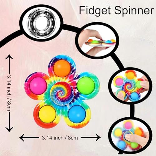 6PCS Fidget Spinner Set, Great Sensory Toys for Kids 4-12, Anxiety Relief for Boys and Girls, Perfect for Birthday Party Favors and Classroom Prizes, Fun for Christmas Goodie Bags
