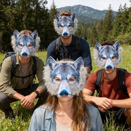 1Pcs Halloween Animal Face Mask - Wolf, Owl, Fox, Tiger Half Face Masquerade for Halloween