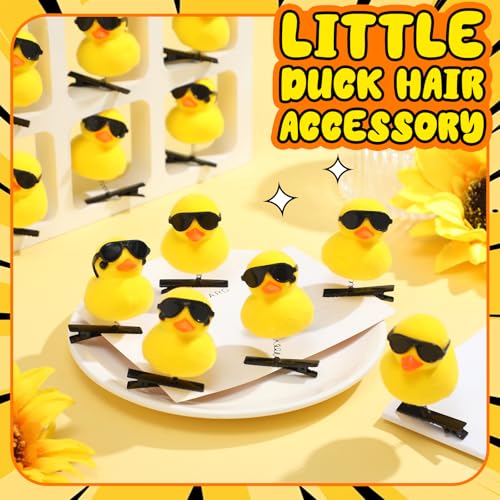 12 Pcs Duck Hair Clips Cute Festival Rave Sprouts Yellow Duck Hairpin Kawaii Cartoon Ducky Clips Decorative Hair Accessories for Christmas Halloween Holiday Party Props(Cool Style)