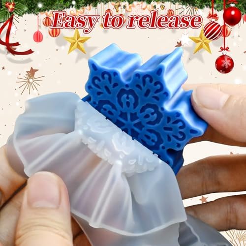 5 Pcs Christmas Candle Molds, Set of 3 Christmas Tree + 2 Snowflake Silicone Mold for Candles Wax Soap Epoxy Resin Casting Home Themes Decor Handmade Gift