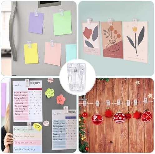 50 Pcs Self Adhesive Clips,Wall Clips for Hanging,Sticky Clips Tapestry Clips Photo Picture Poster Clips Plastic Spring Clips Hanging for Paper Tapestry Hangers Home and Office Christmas Decor(Clear)