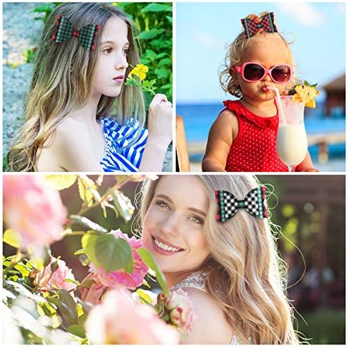 12 Pieces Christmas Buffalo Plaid Faux Leather Sheets Fabric for DIY Crafts Leather Sheets for Earrings Hair Bows DIY Crafting, 6.3 x 8.3 Inches