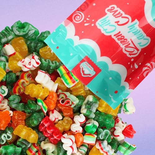 Old Fashion Hard Christmas Ribbon Candy Bulk - Thin Baby Christmas Ribbon Confections - Old Fashioned Assorted Mini Holiday Hard Rib Candy (14 oz)