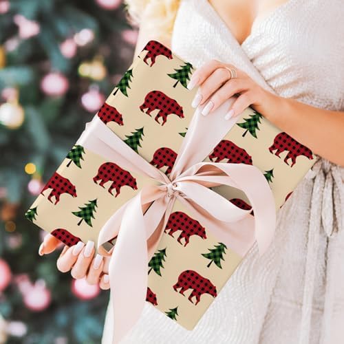 12Pcs Christmas Cotton Fabric Bundles 18 x 22 Inch Red Green Woodland Fat Quarters Xmas Sewing Fabrics for DIY Craft Party Decor