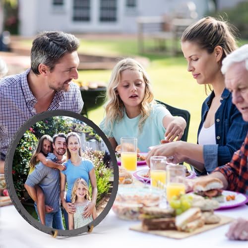 11 x 11 In 4 Pack Slate Cheese Boards, Round Black Stone Plates Charcuterie Boards Serving Tray Slate Platter for Halloween Christmas, Party, Gifts