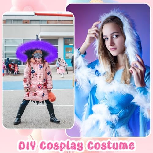 XunYee 12 Pcs Shaggy Plush Faux Fur Fabric Craft Fur Precut Strips Fake Ribbon for Christmas Winter DIY Cosplay Costume Gnomes Beard Santa Claus Hair Dwarf, 12 Colors(2 x 60 Inch)