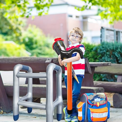 2 Pcs Inflatable Walker and Cane,Fake Cane Blow Up Toy,Funny Old Age Costume Prop for Retirement Party Decorations Gag Gift,100th Day of School,Christmas,Halloween