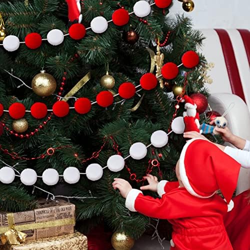 WILLBOND 50 Pcs Christmas Large Pom Poms for Crafts, 2 Inch Halloween Fluffy Pompoms Giant Acrylic Balls Holiday Costume Fuzzy Ball for DIY Crafts Supplies Party Decorations(Red, White)
