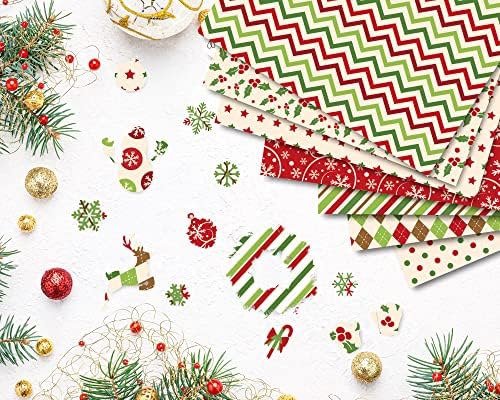 Whaline 24 Sheet Christmas Pattern Paper Pack - 12 Designs, Double-Sided, Matte Finish, Green & Red, 11 x 11 Inch Square Sheets, Perfect for Crafts & Scrapbook