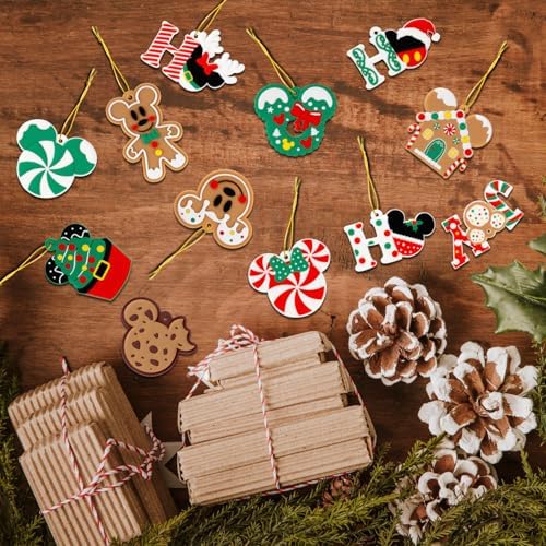 12pcs Christmas Tree Decorations Ornaments, Xmas Mouse Peppermint Candy Silicone Ornaments Hanging Pendant with Ropes for Christmas Tree Winter Holiday Party Crafts Stocking Stuffers Wreath Decor