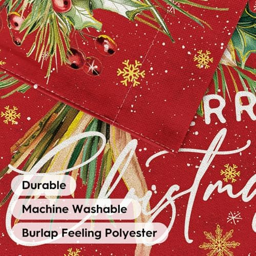 AVOIN colorlife Floral Merry Christmas House Flag 28x40 Inch Double Sided Outside, Christmas Flowers Winter Holiday Yard Outdoor Decorative Flag