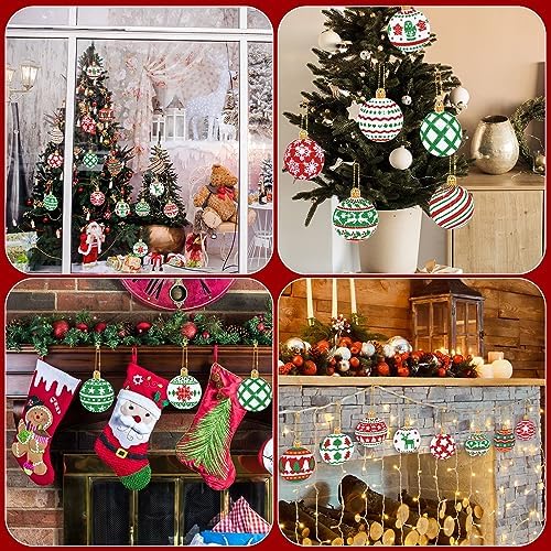 Yuxung 15 Pcs Christmas Diamond DIY Keychain 5D DIY Xmas Diamond Art Kit Hanging Decor Ornament Double Side Diamond Art Christmas Ornament for Art Christmas Craft(Classic)