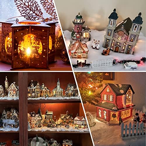 5 Base C7 String Bulbs Christmas Village Light Accessory Cord with 5 LED Light Bulb Universal Clip White Cord with On/Off Spare Fuse Switch Plugs for Decorations Christmas Village House