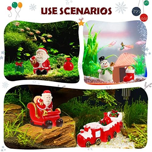 15 Pcs Christmas Aquarium Decorations Miniature Fish Tank Decoration Resin Christmas Tree Santa Elk Snowman Decor Xmas Series Landscape Ornament Figurine for Holiday Fish Tank Supplies Table Decor