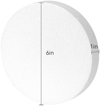 Crafare 6 Inch Round Foam Circles for Crafts 20 Pack 1 Inch Thick Polystyrene Round Discs White for Wedding Holiday Christmas Crafts Making and School Projects DIY