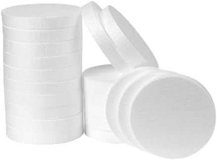 Crafare 6 Inch Round Foam Circles for Crafts 20 Pack 1 Inch Thick Polystyrene Round Discs White for Wedding Holiday Christmas Crafts Making and School Projects DIY