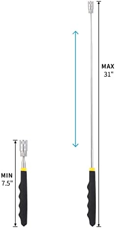 1 Piece 8LBs Telescoping Magnetic Flashlight Pickup Tool with 3 LED Lights, Magnet Stick Rod Extendable 7.5" to 31" for Men, Birthday, Father's Day, Christmas Gift