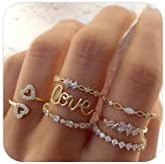 Gold Stackable Rings for Women Teen Girl Gifts Trendy Stuff Simple Star Moon Heart Knuckle Ring Set Boho Cute Stuff Gold Ring Pack Jewelry Birthday Christmas Gifts 2025 Stocking Stuffers
