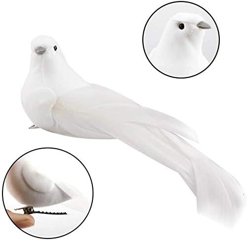 12Pcs Artificial White Doves, White Feathered Mini Birds White Doves Decoration with Metal Clip for Craft Home Garden Wedding DIY Decor Christmas Tree Ornaments