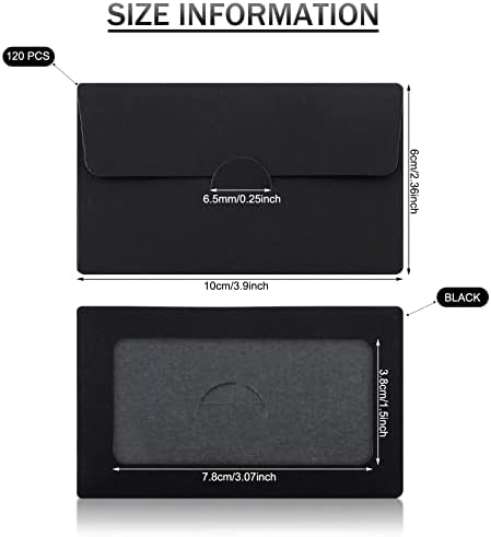 120 Packs Window Gift Card Envelopes Gift Sleeves Credit Size Business Invitation Card Envelopes for Christmas Thanksgiving Gifts, 3.9 x 2.4 Inch(Classic,Black)