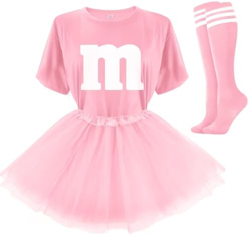 Letter M Halloween Costumes Tutu Skirts,Women Team Group T-Shirt,Candy Costume for Halloween Christmas