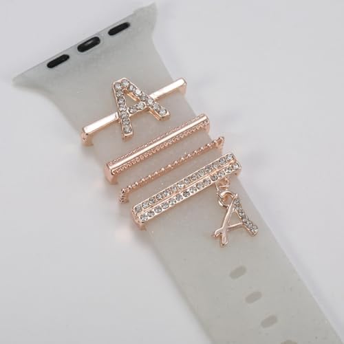 christmas watch charms with 12pcs Decorative ring Loops 3pcs watch stud,metal Diamond Sliding Strap Accessories Compatible with Apple watch Silicone bands iwatch Series Rhinstone ornament