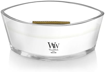 Yankee Candle WoodWick Ellipse Scented Candle White Teak 16oz | Up to 50 Hours Burn Time Christmas | Holiday
