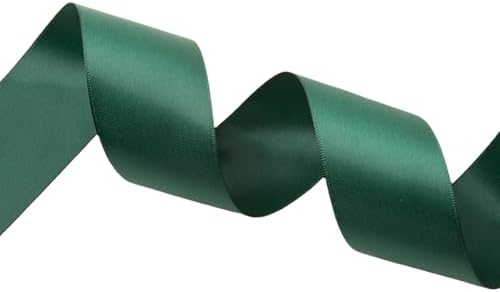 1 1/2 Inch Double Face Satin Ribbon Hunter Green Ribbon for Gift Wrapping Hair Bows Making Chair Sash Valentine's Day Wedding Birthday Party Invitation Decor Flower Bouquet Christmas, 25 Yards