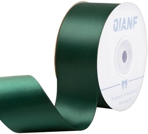 1 1/2 Inch Double Face Satin Ribbon Hunter Green Ribbon for Gift Wrapping Hair Bows Making Chair Sash Valentine's Day Wedding Birthday Party Invitation Decor Flower Bouquet Christmas, 25 Yards