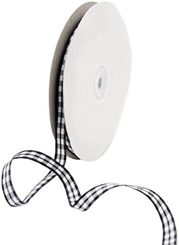 Alpurple 50 Yard Large Buffalo Check Ribbon -3/8 Inch Plaid Ribbon, Lumberjack Ribbon for Lumberjack Party Supplies and Christmas, Valentine's DIY Craft (Black-3/8")