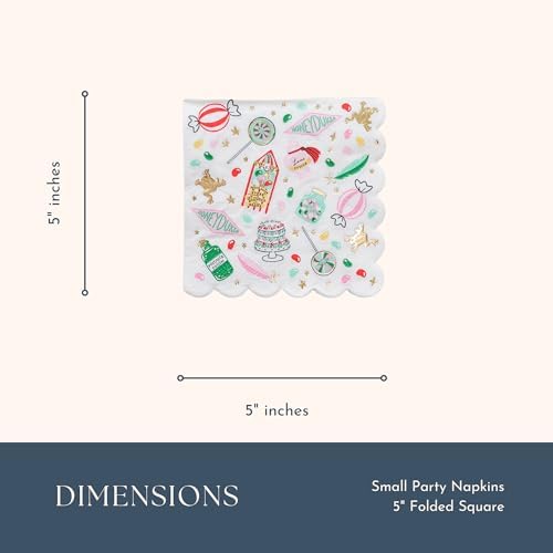 Harry Potter X Bonjour Fête Honeydukes Small Pattern Napkins | 3-Ply Fancy Napkins for Harry Potter Themed Parties | Happy Birthday & Cocktail Decoration | Pack of 24, 5" Fold | Premium Party Supplies