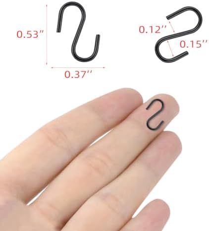 100 Pack Mini S Hooks for Hanging Small S Hook for Jewelry Metal S-hook Mini S Shaped Hanger for Christmas Ornament 1/2 Inch Wire Hangers for Crafts DIY Iron S-Shaped Connectors for Key Chain (Black)