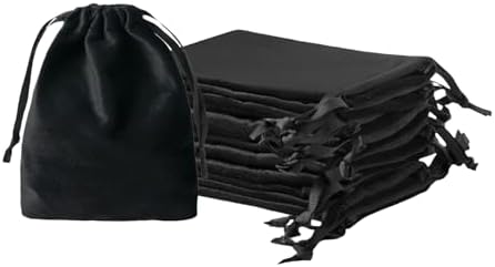 12pcs Black Velvet Drawstring Bags 3x4 inches Small Velvet Cloth Gift Bags Jewelry Pouches for Storage Wedding Party Favor Christmas