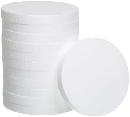 Crafare 8 Inch Round Foam Circles for Crafts 5 Pack 1 Inch Thick Round Polystyrene Craft Discs White for Wedding Holiday Christmas Crafts Making and School Projects DIY