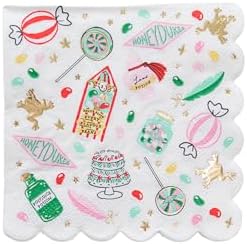 Harry Potter X Bonjour Fête Honeydukes Small Pattern Napkins | 3-Ply Fancy Napkins for Harry Potter Themed Parties | Happy Birthday & Cocktail Decoration | Pack of 24, 5" Fold | Premium Party Supplies