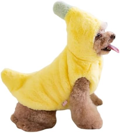 Dog Banana Winter Coat, Cute Extra-Warm/Soft Jackets for Small Dogs Under 35 lbs, Halloween Christmas Dress Up Outfit Clothes (X-Small)