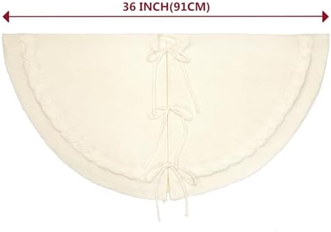 36 Inch White Knitted Christmas Tree Skirt: Small Thick Cable Knit Round Cream Tree Skirt for 4-6FT Tree Rustic Neutral Farmhouse Christmas Tree Decorations Tree Base Cover