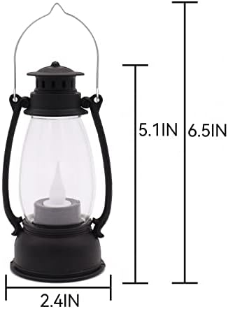 (12 Pcs-5.1in) Mini Lanterns for Vintage Western Christmas Decor, Lightweight Portable Small LED Lanterns Decorative Indoor & Outdoor Hanging Ornaments for Weddings Party Halloween Decorations