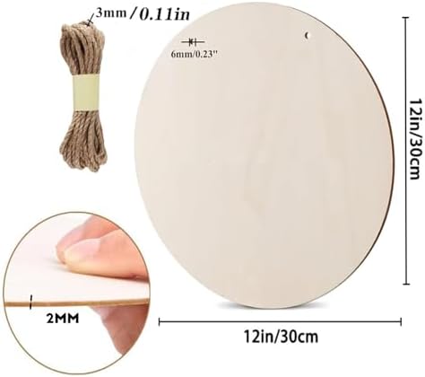 10 Pack Blank Unfinished Christmas Decorations Round Wood DIY Crafts Signs 2mm Basswood Sheets for Laser Cutting 12 Inch Wooden Door Hanger Sign DIY Painting Halloween