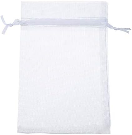 Wudygirl 100pcs Organza Bags 4X6 Gift Bags with Drawstring Jewelry Pouches for Party Wedding Favor Christmas Candy Baby Shower (White 4x6)