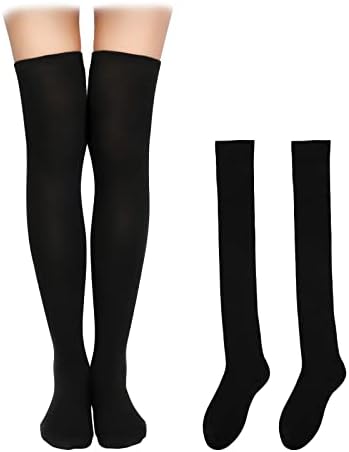 1 Pair Thigh High Socks, Cotton Soft Knee High Long Stockings Women Leg Warmers for Wednesday Christmas Cosplay