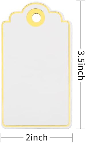 100 PCS 3.5 x 2 inches White Paper Gift Tags with String for Christmas by SUNCOLOR