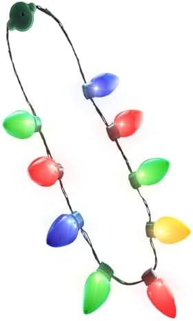Windy City Novelties LED Christmas 9 Bulb Necklace with 6 Dynamic Light Modes for Adults Christmas Parties, Caroling, Gatherings & Party Favors - 1 Pack