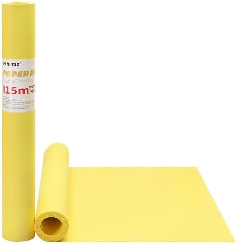 Yellow Wrapping Paper Kraft Arts Paper Roll - 17.5 inches by 49.2 Feet (15m) Gift Wrapping Paper for Christmas/New Year/DIY Crafts/Drawing Art PAP01GY