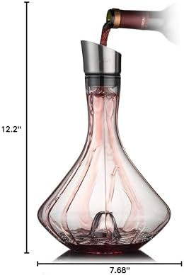 YouYah Wine Decanter Set,Red Wine Carafe with Built-in-Aerator,Wine Aerator,Wine Gifts for Christmas,Stainless Steel Pourer Lid,Filter,100% Hand Blown Lead-free Crystal Glass
