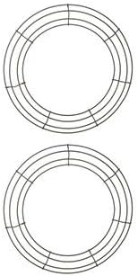 14 Inch Metal Wire Wreath Green Christmas Round Wire Frame Form Hanger Green 14 Inch Pack of 2