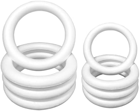 Worown 8 Pcs (8 & 12 Inch) Foam Wreath Forms, Foam Rings for Home Front Door, Christmas, Thanksgiving Day and Wedding Decorations