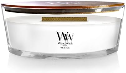 Yankee Candle WoodWick Ellipse Scented Candle White Teak 16oz | Up to 50 Hours Burn Time Christmas | Holiday