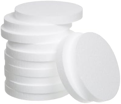 Crafare 8 Inch Round Foam Circles for Crafts 5 Pack 1 Inch Thick Round Polystyrene Craft Discs White for Wedding Holiday Christmas Crafts Making and School Projects DIY